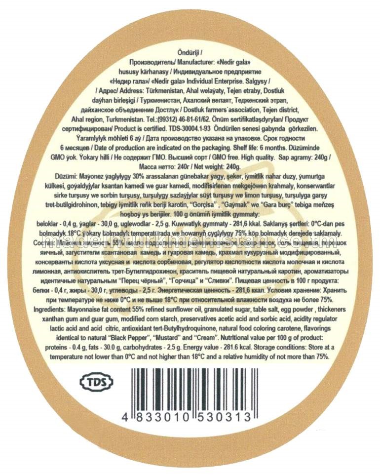 Maýonez ýaglylygy 30%