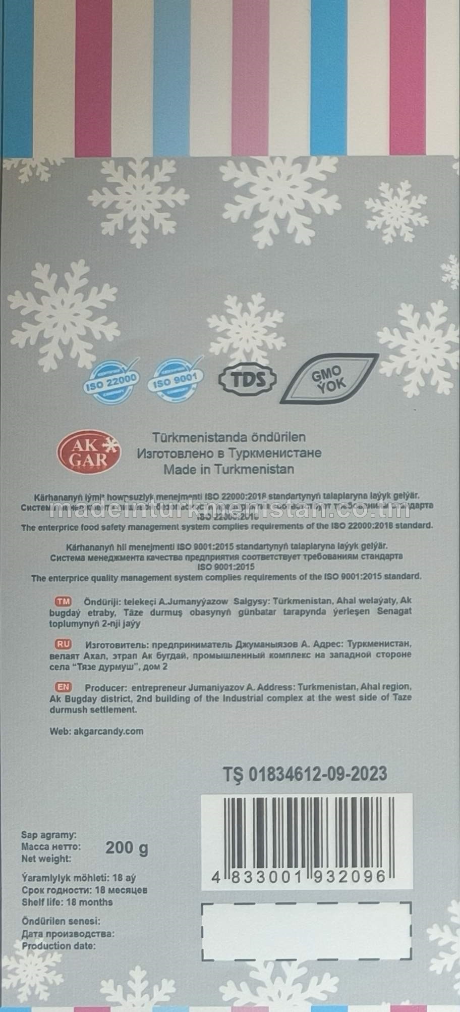 "Mini candy" dürli ýakymly ysly karameller toplumy (ülje, alma, tokaý miweleri, pyrtykal)