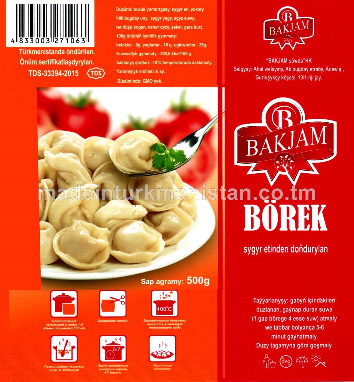 Börek sygyr etinden doňdurylan