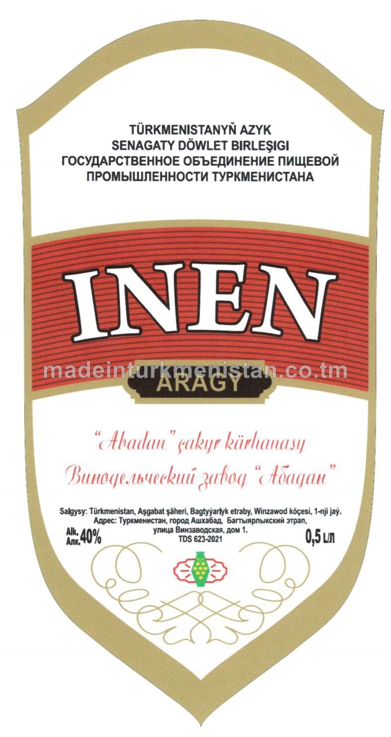 "INEN" aragy. Alk: 40%