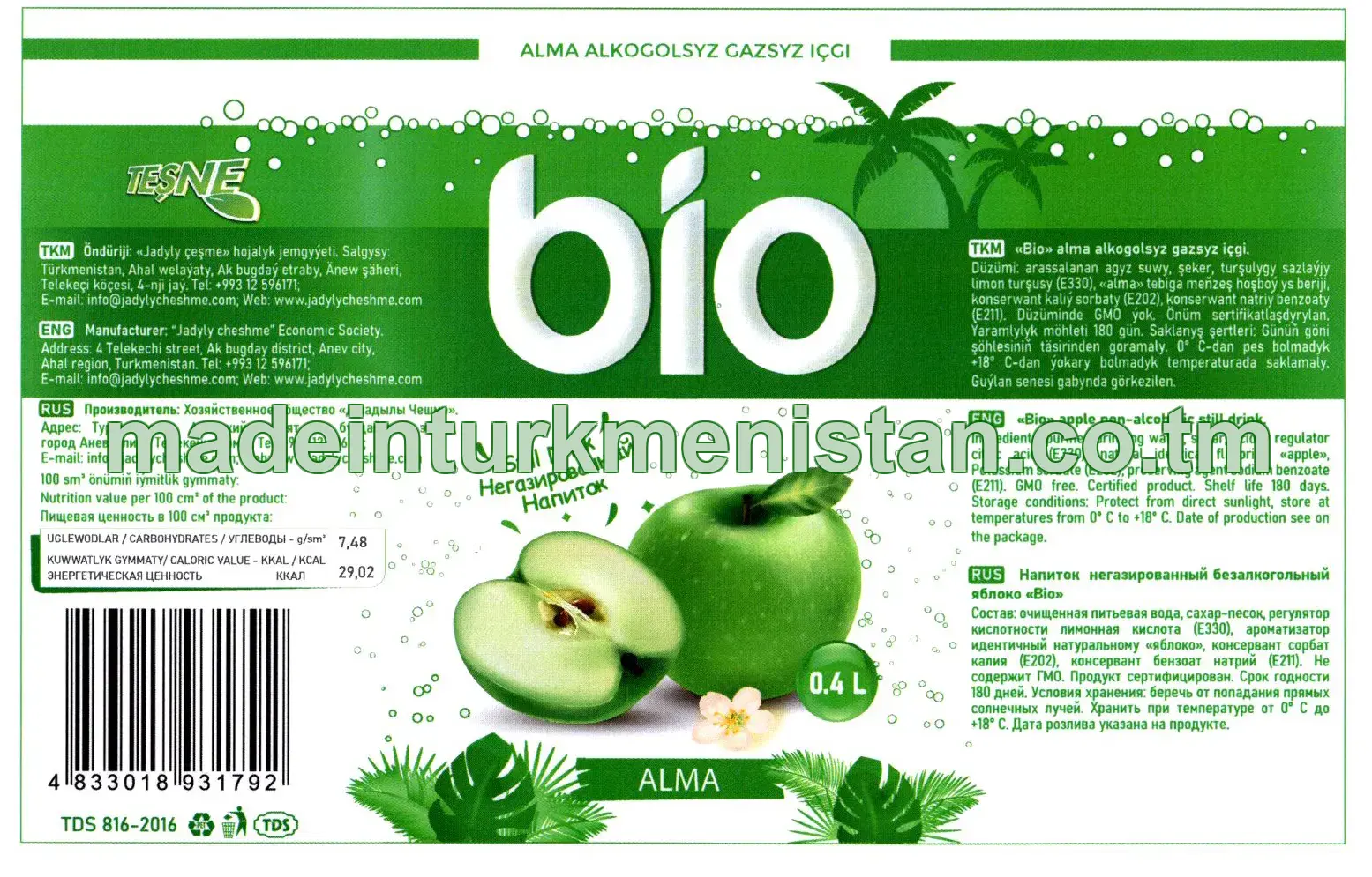 "Bio" alma alkogolsyz gazsyz içgi