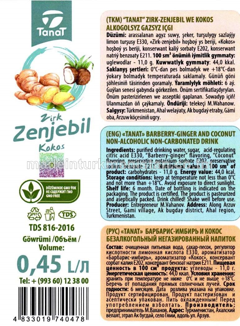 ZIRK-ZENJEBIL we KOKOS alkogolsyz gazsyz içgi