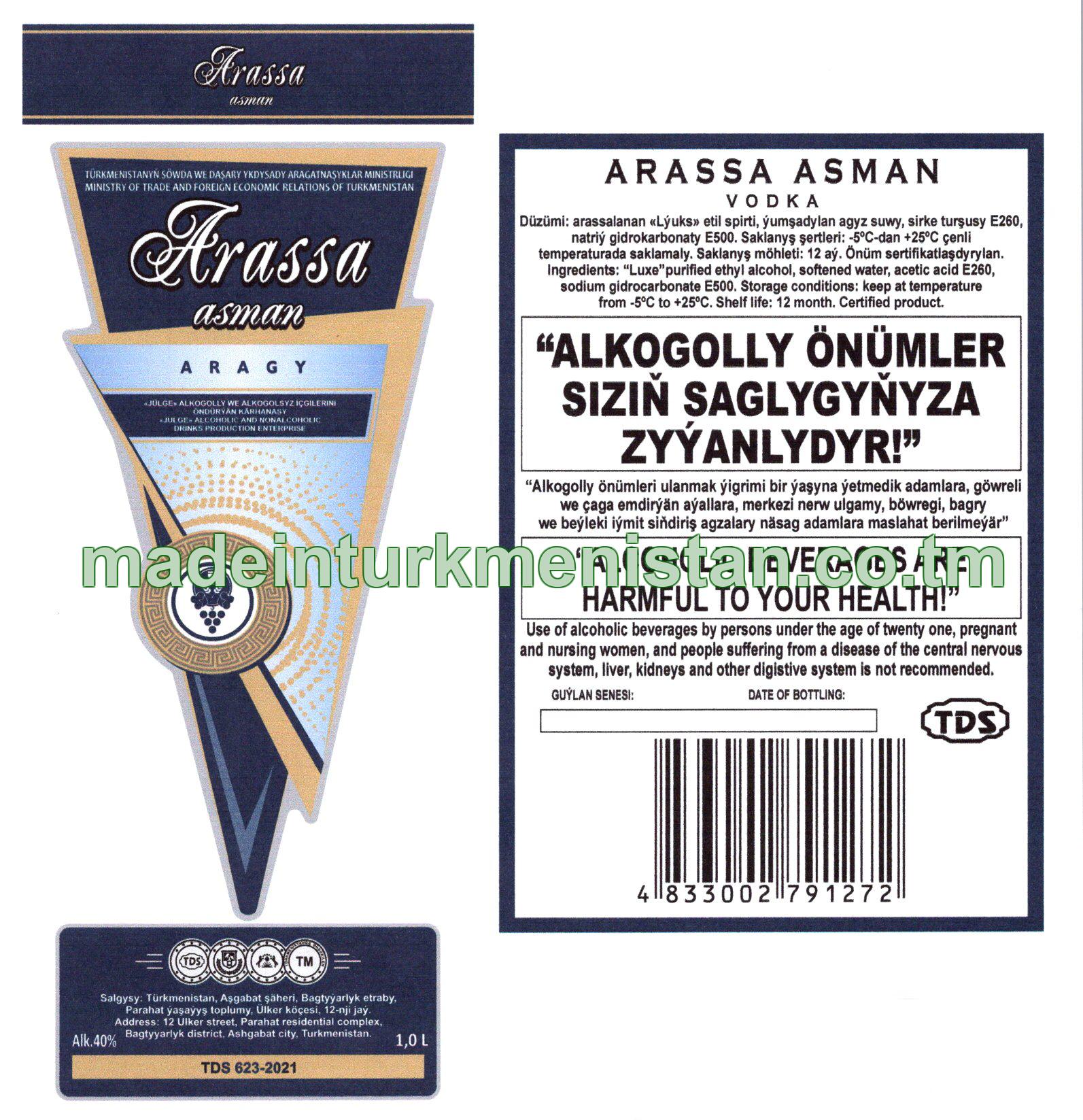 "Arassa asman" aragy. Alk: 40%