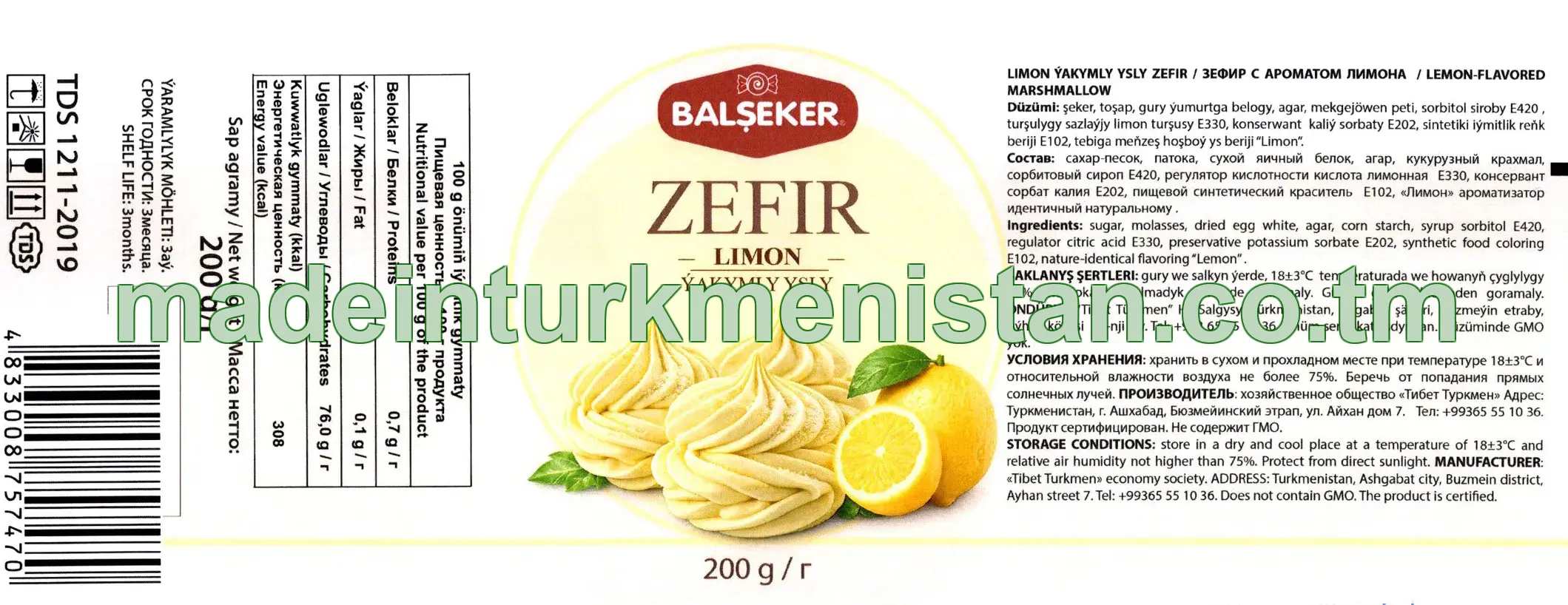 Limon ýakymly ysly zefir