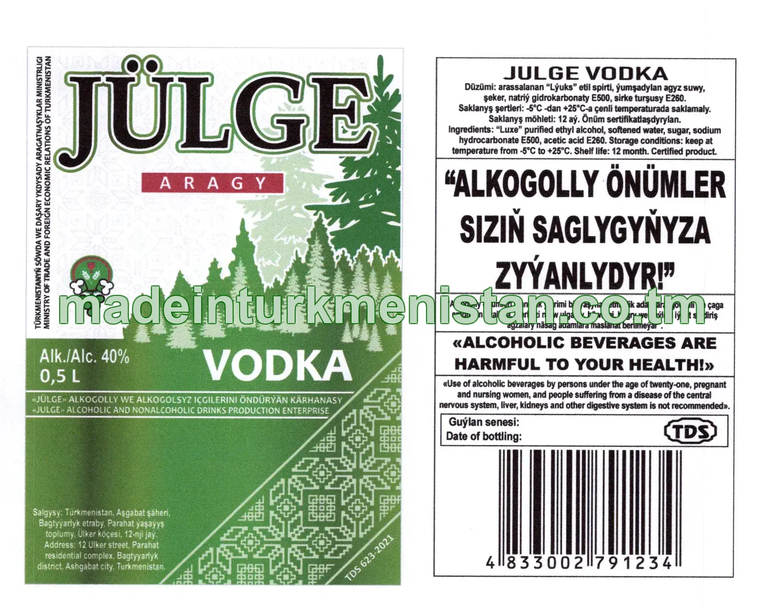 "Jülge" aragy. Alk: 40%