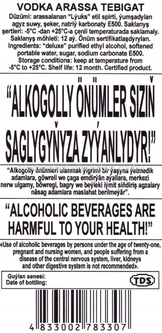"Arassa tebigat" aragy. Alk: 40%