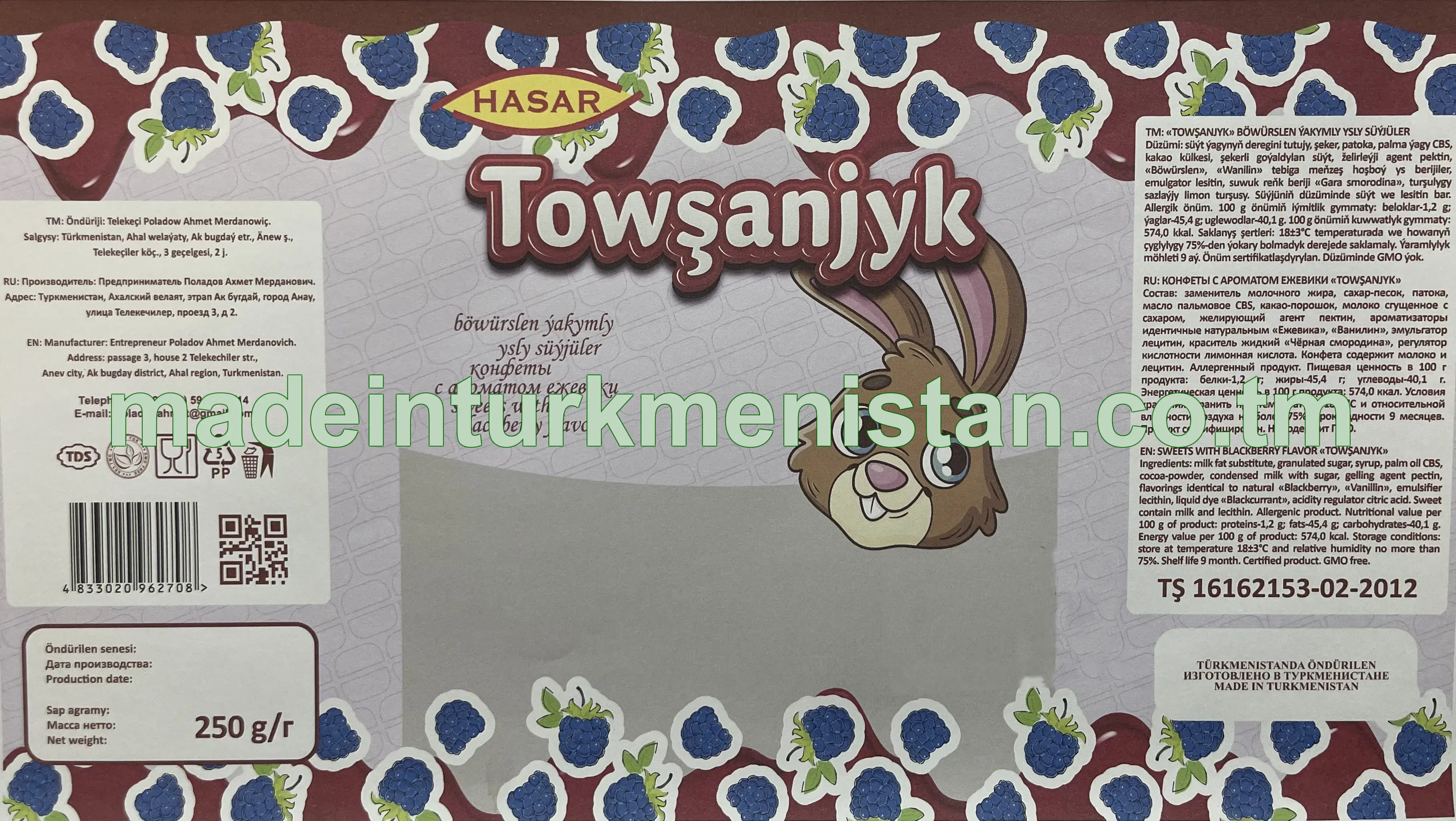 "TOWŞANJYK" böwürslen ýakymly ysly süýjüler