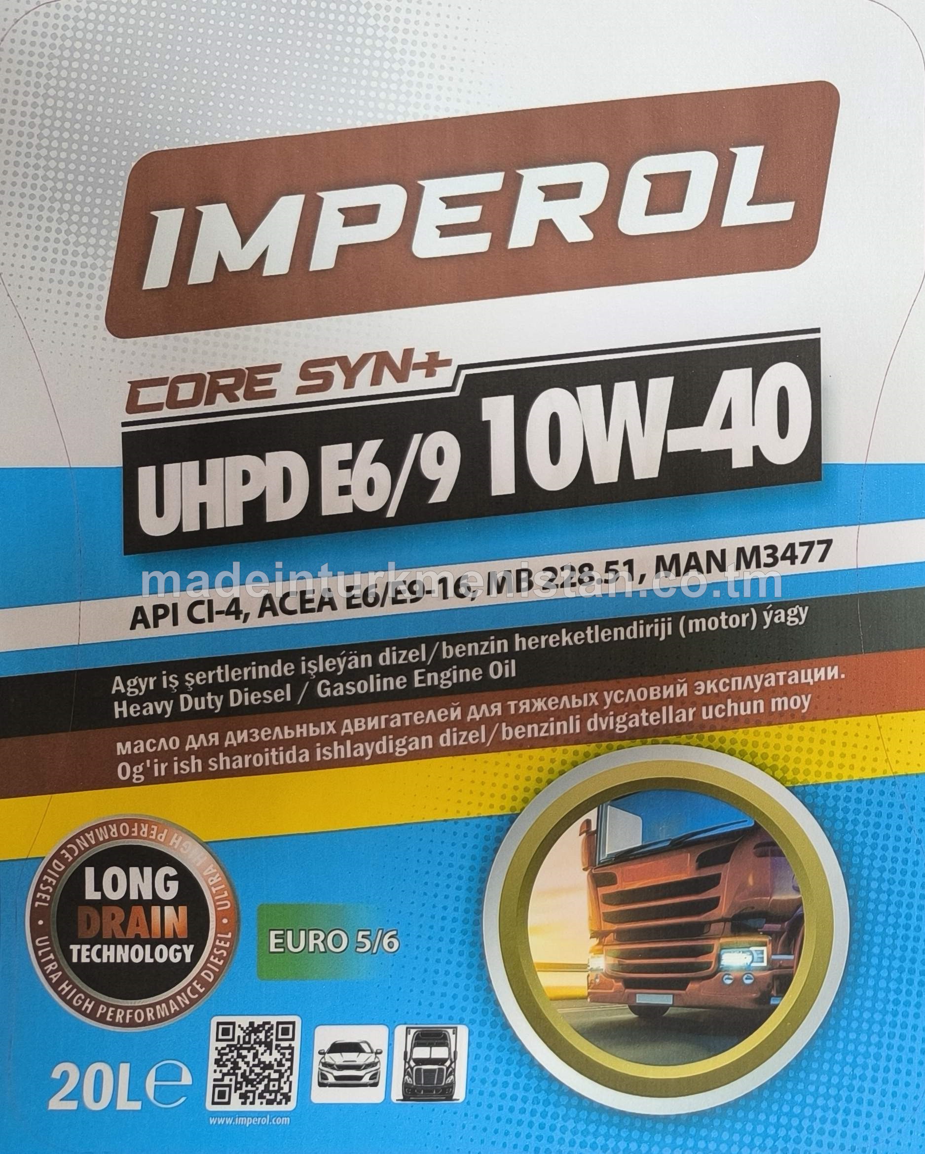 Agyr iş şertlerinde işleýän dizel/benzin hereketlendiriji (motor) ýagy UHPD E6/9 10W-40 CORE SYN+
