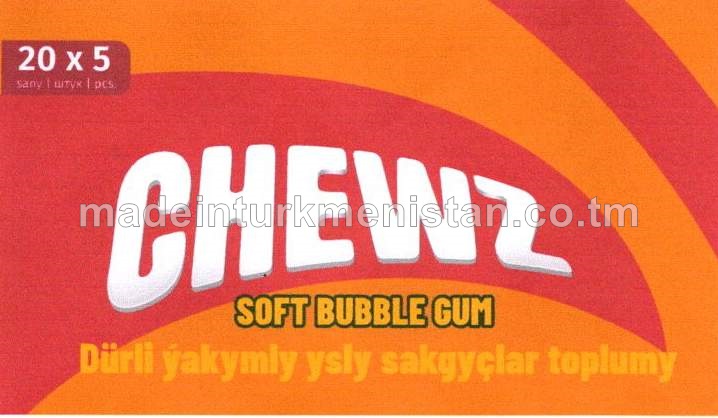 "chewz" Dürli ýakymly ysly sakgyçlar toplumy (ýertudana, pyrtykal, tutti-frutti) (20sany*5sany)
