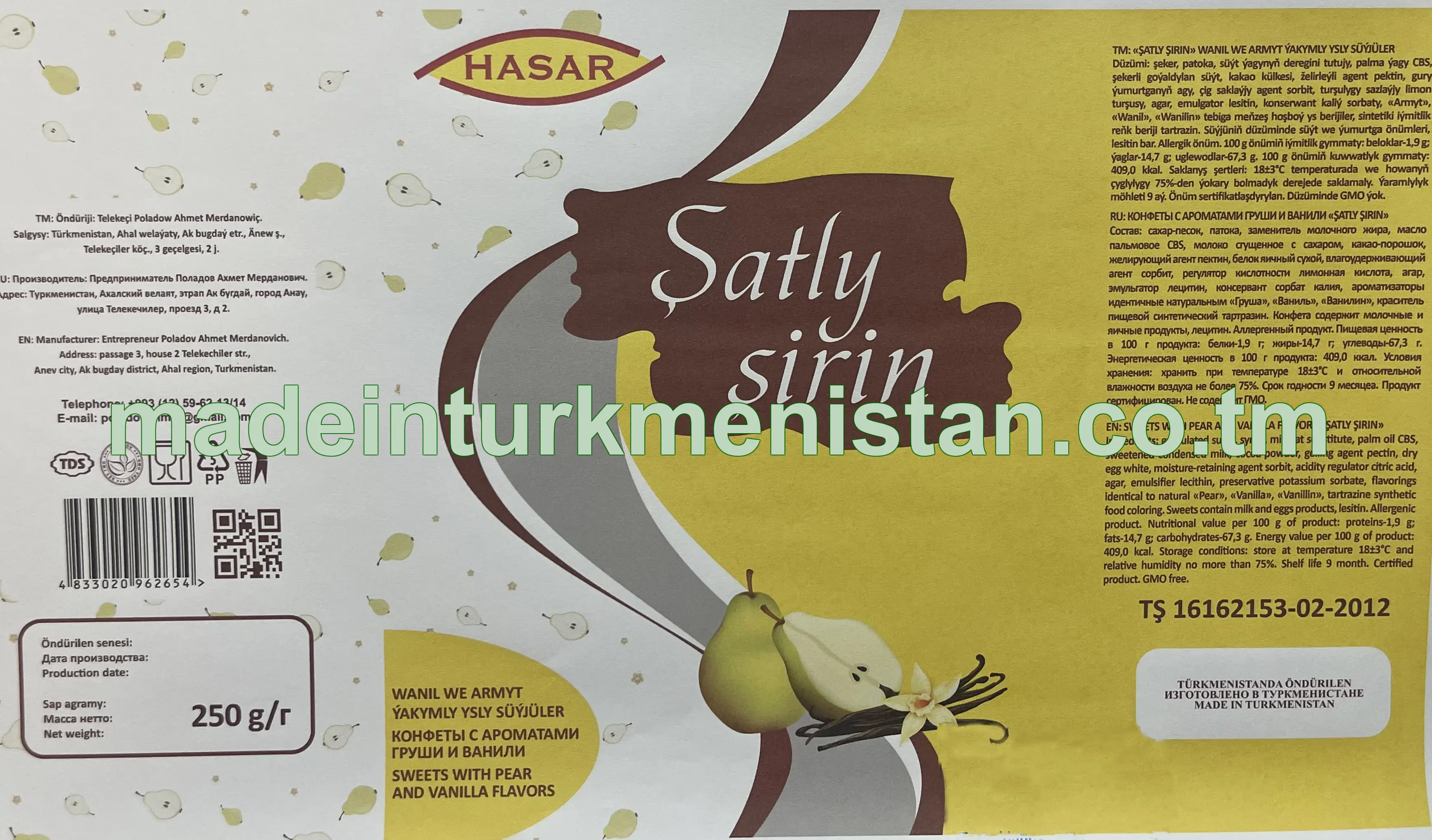 "ŞATLY ŞIRIN" wanil we armyt ýakymly ysly süýjüler