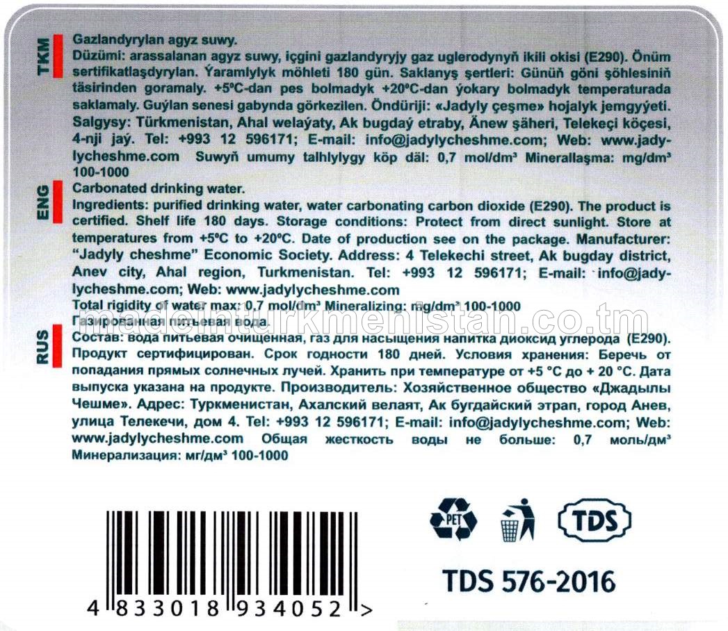 "Kristal" gazlandyrylan agyz suwy