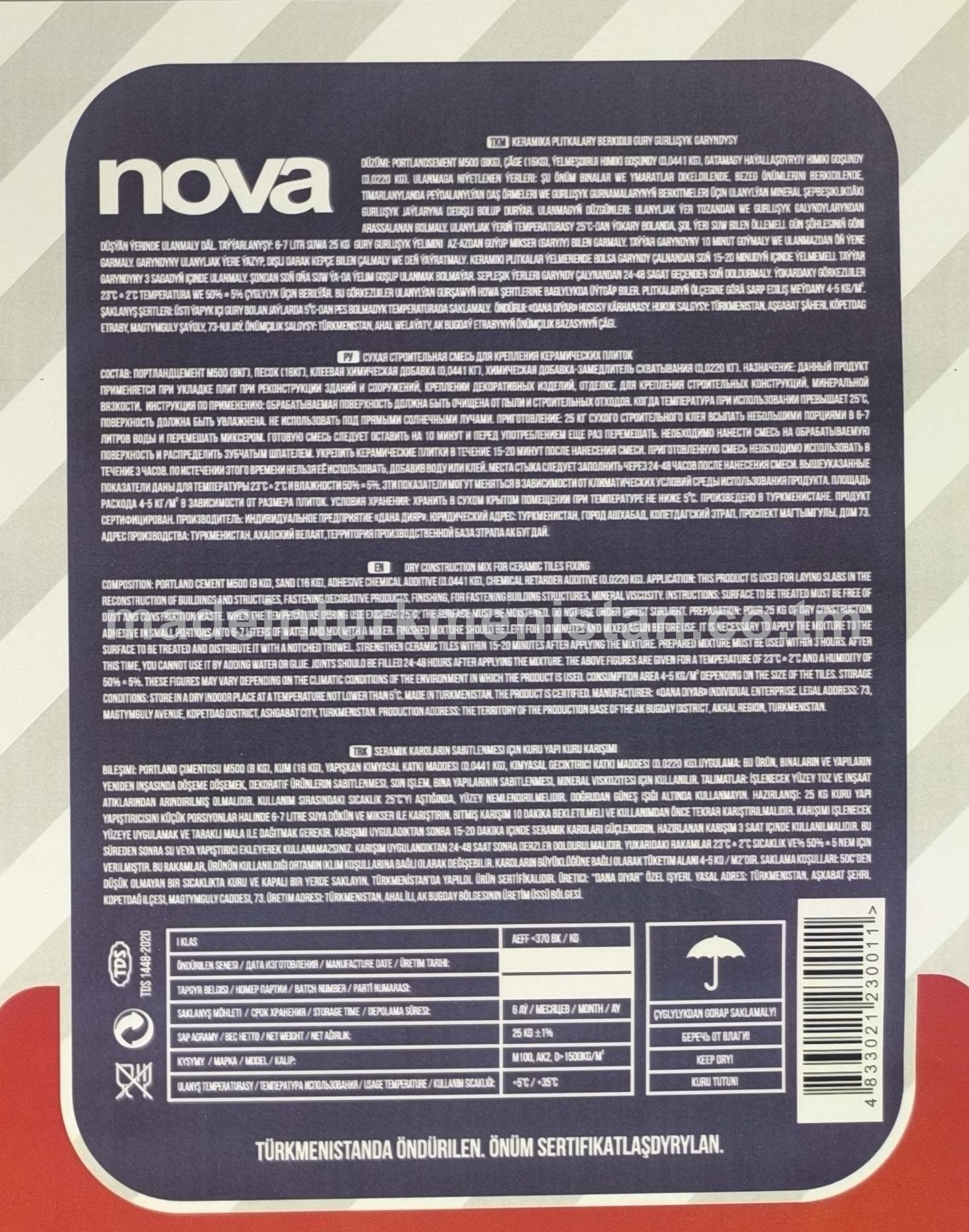 Keramiki plitkalary berkidiji gury gurluşyk garyndysy