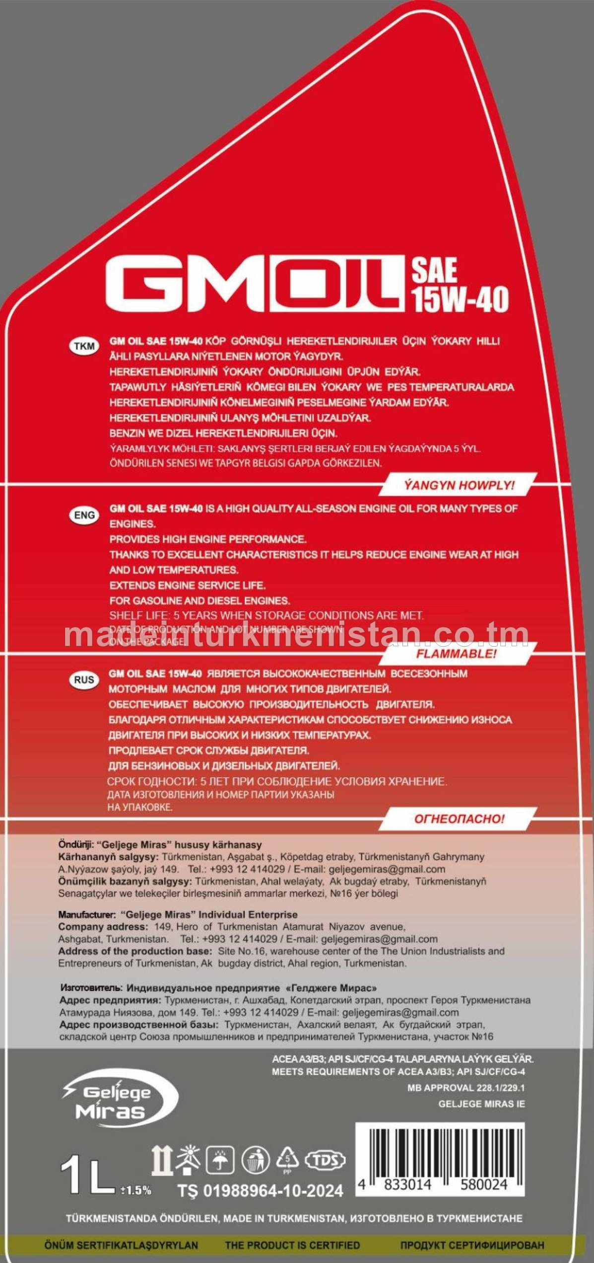 Motor ýagy SAE 15W-40