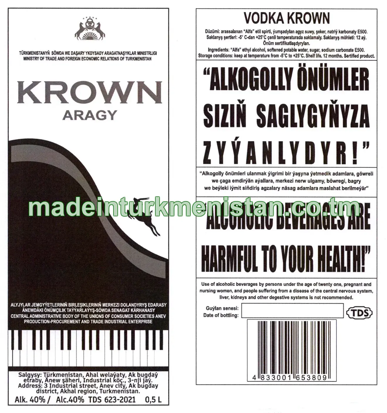 "KROWN" aragy. Alk: 40%