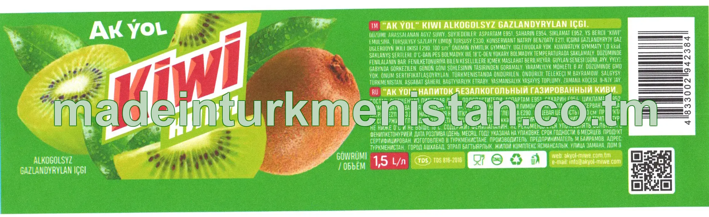 "AK ÝOL" Kiwi alkogolsyz gazlandyrylan içgi