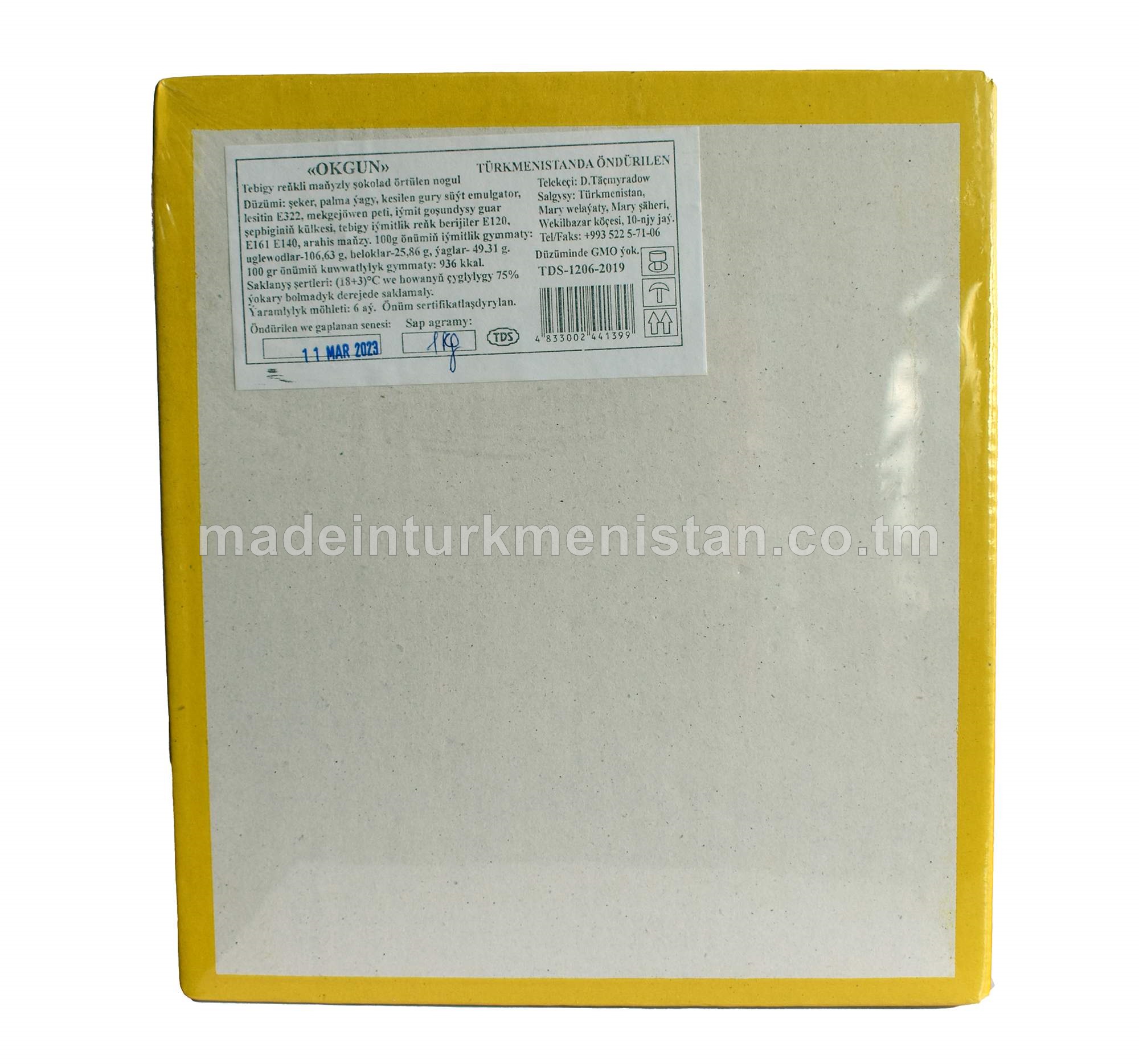 Tebigy reňkli maňyzly şokolad örtülen nogul