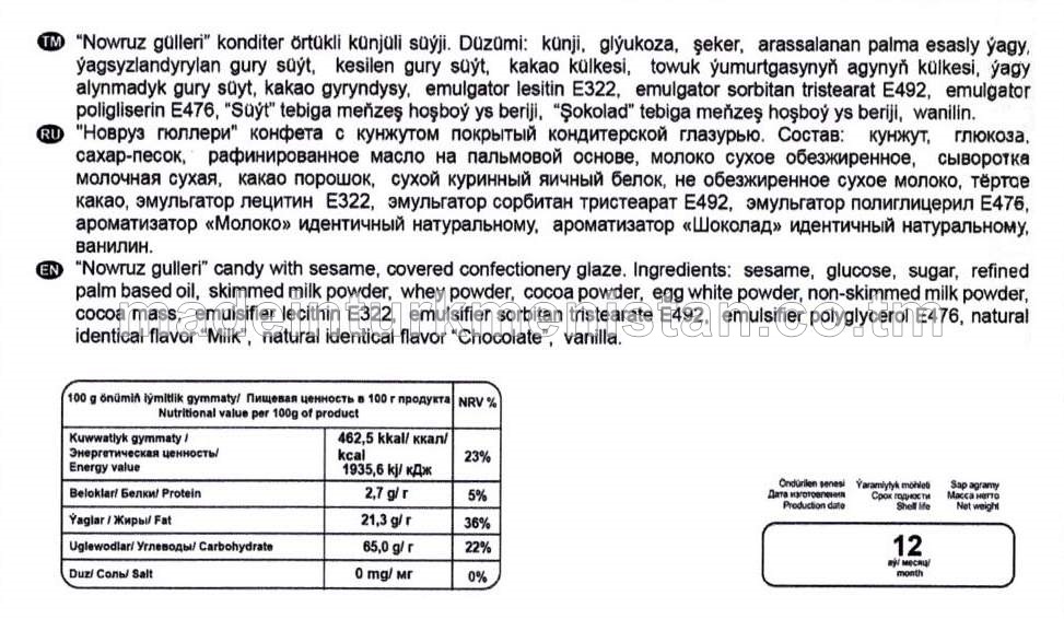 “Nowruz gülleri” konditer örtükli künjüli süýji
