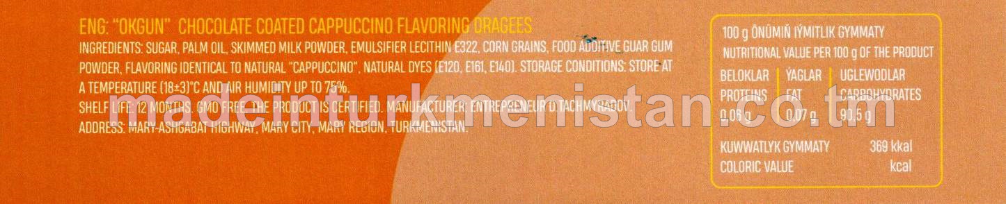 Obbi kapuçino ýakymly ysly şokolad örtülen nogul