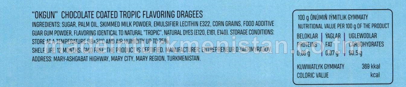 Obbi tropik ýakymly ysly şokolad örtülen nogul