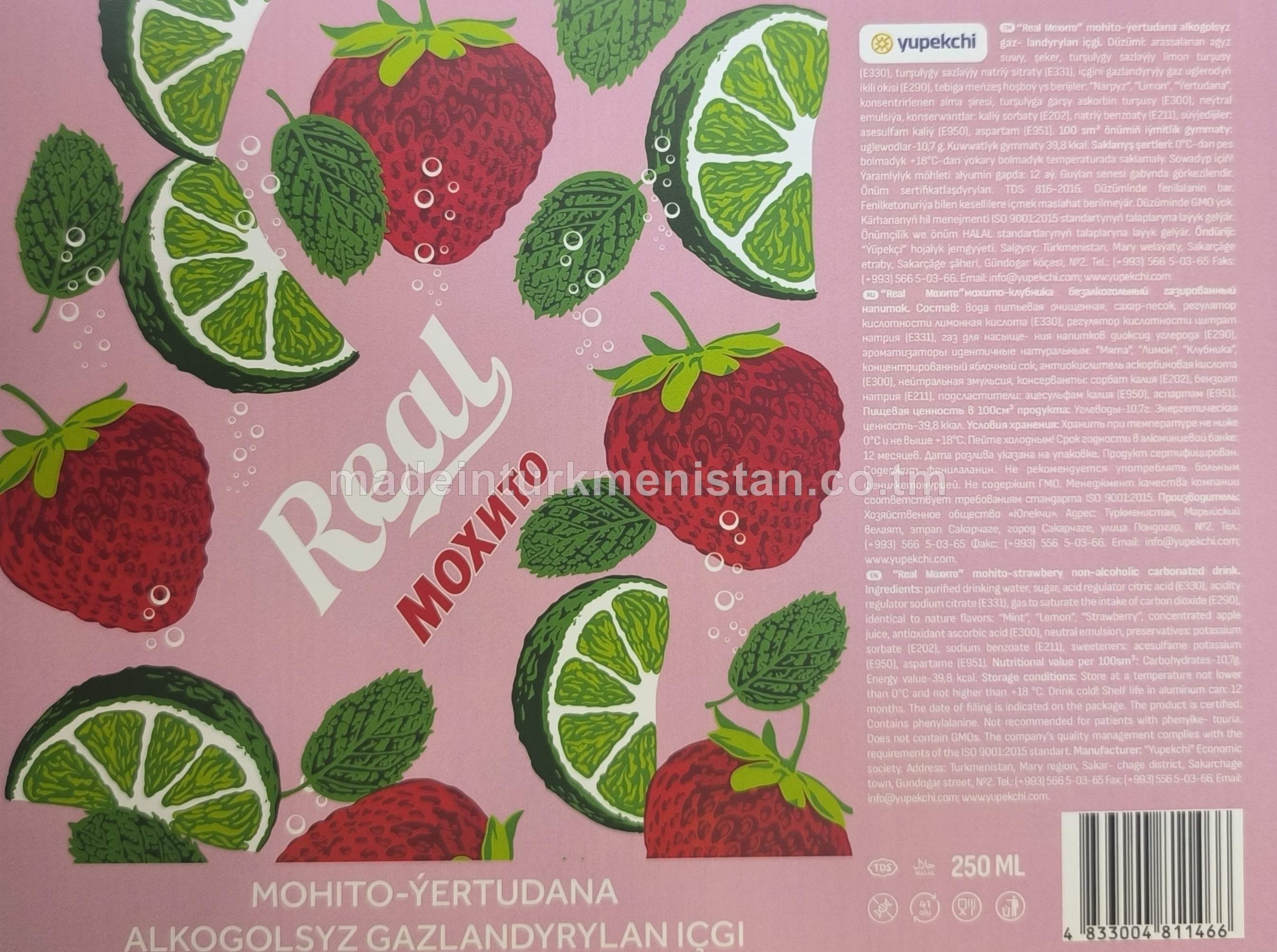 "Real Мохито" Mohito-ýertudana alkogolsyz gazlandyrylan içgi