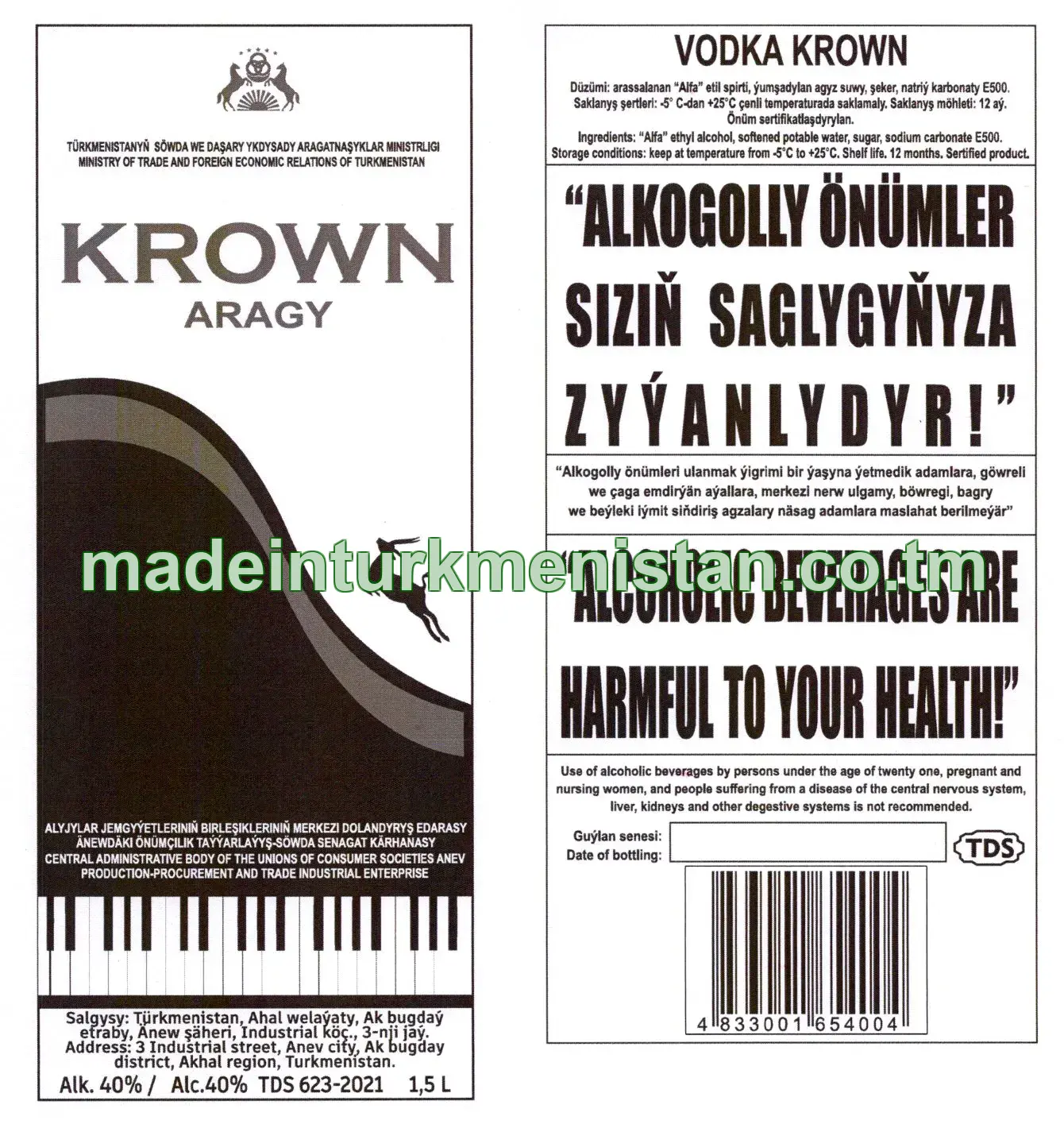 "KROWN" aragy. Alk: 40%