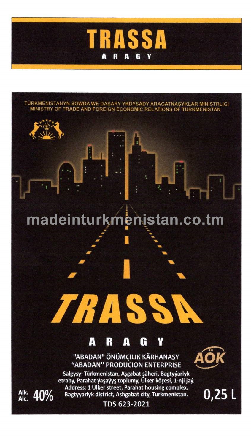 "Trassa" aragy. Alk: 40%