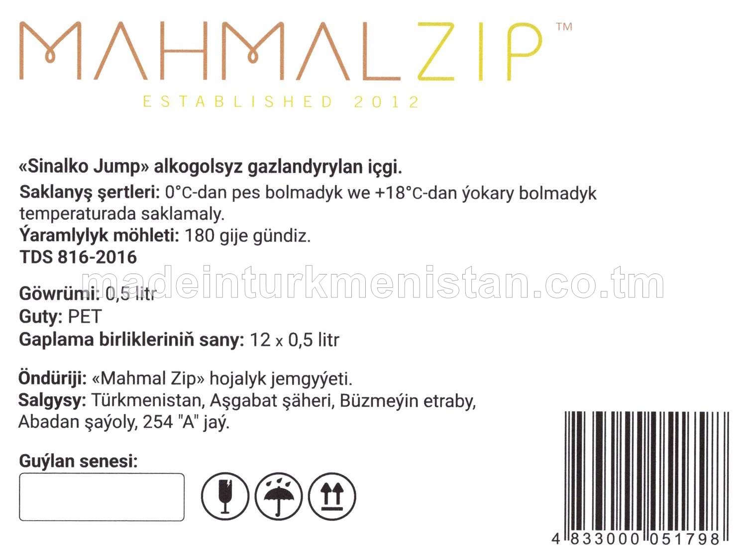 "Sinalko Jump" alkogolsyz gazlandyrylan içgi (0.5L)