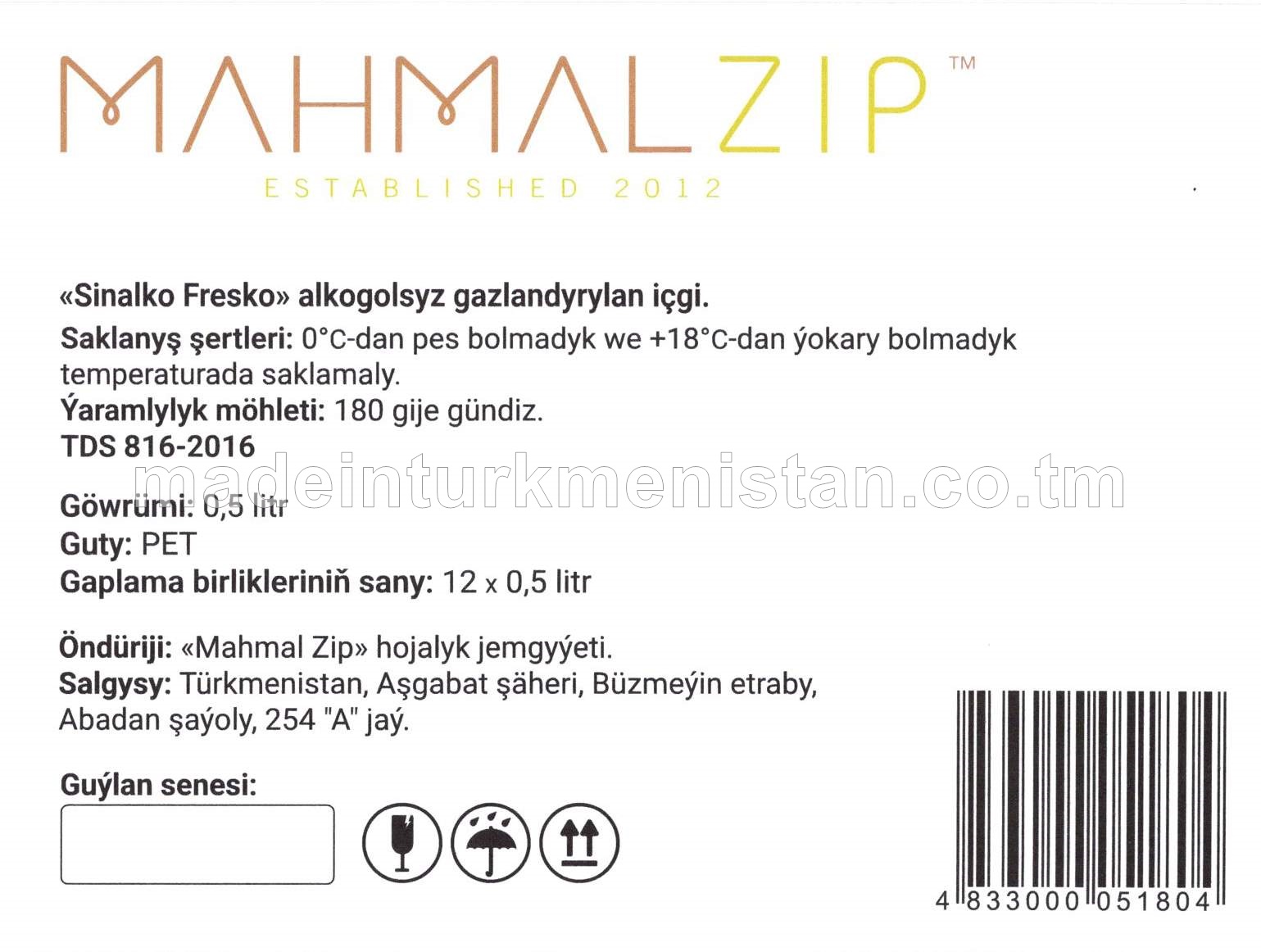 "Sinalko Fresco" alkogolsyz gazlandyrylan içgi (0.5L)