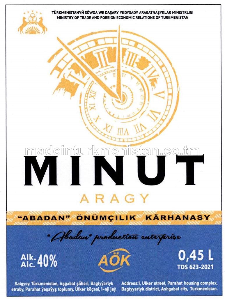 "Minut" aragy. Alk: 40%