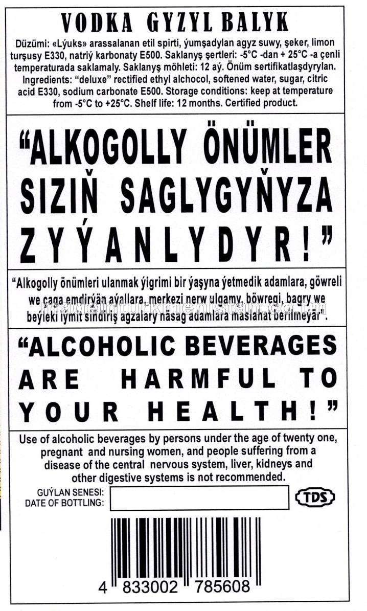 "Gyzyl balyk" aragy. Alk: 40%