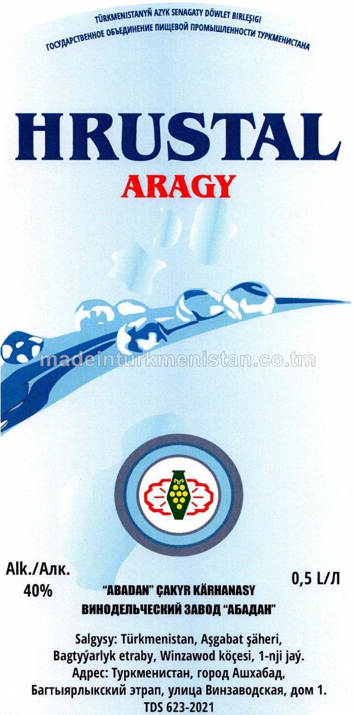 "Hrustal" aragy. Alk: 40%