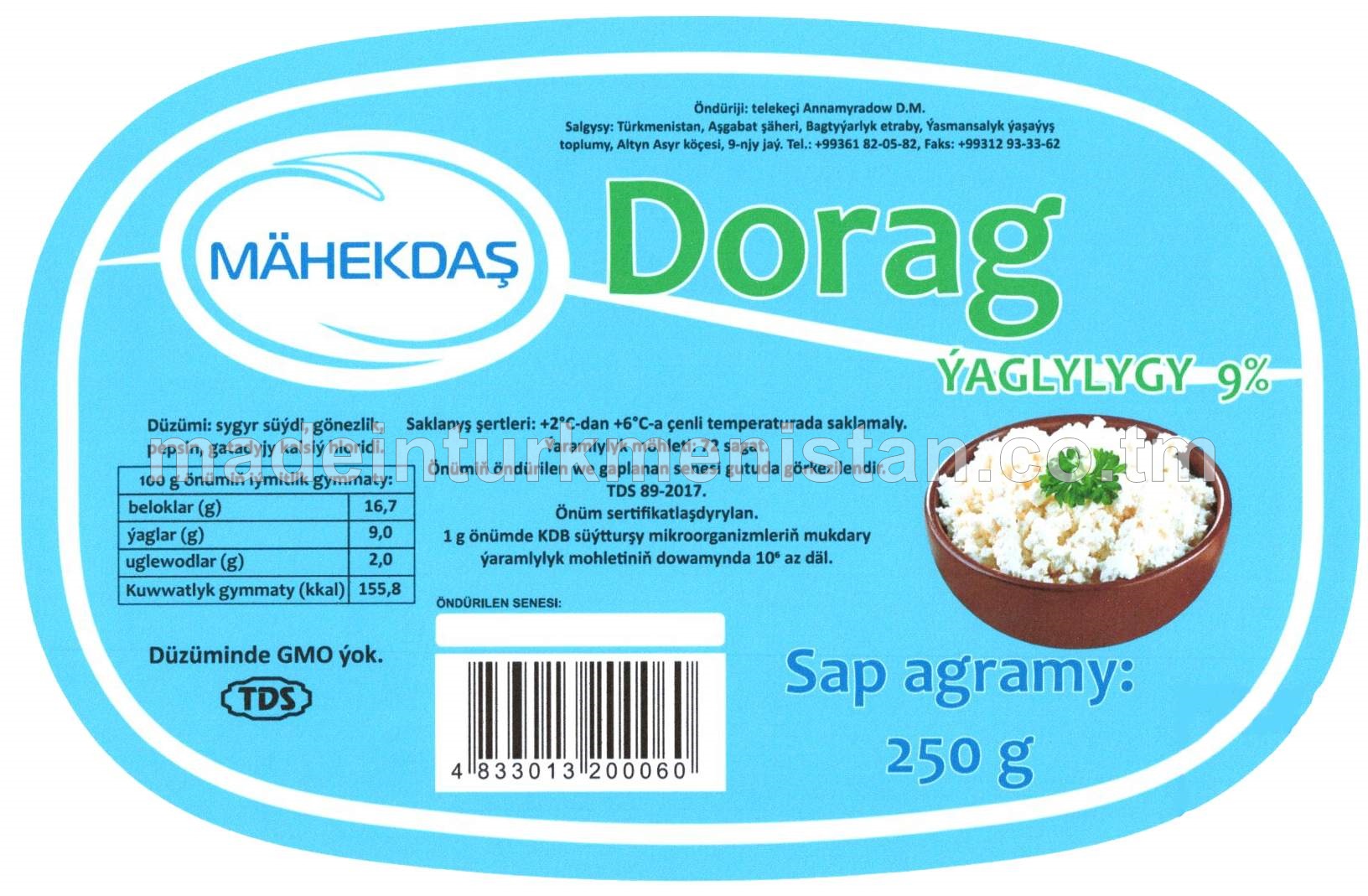Dorag. Ýaglylygy 9%