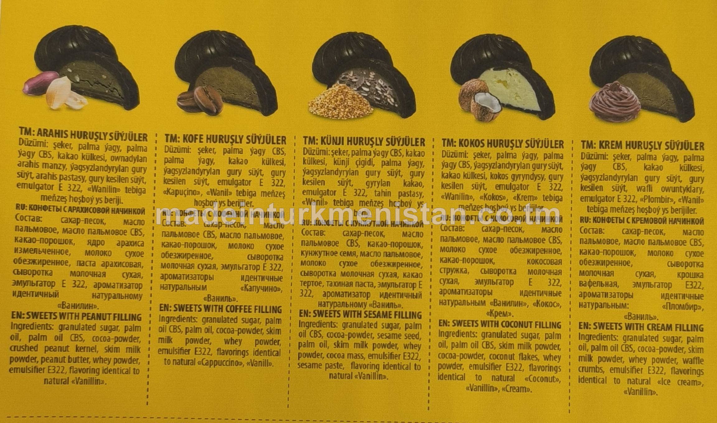 "Desse" süýjiler toplumy (arahis, kofe, künji, kokos, krem huruşly süýjiler)