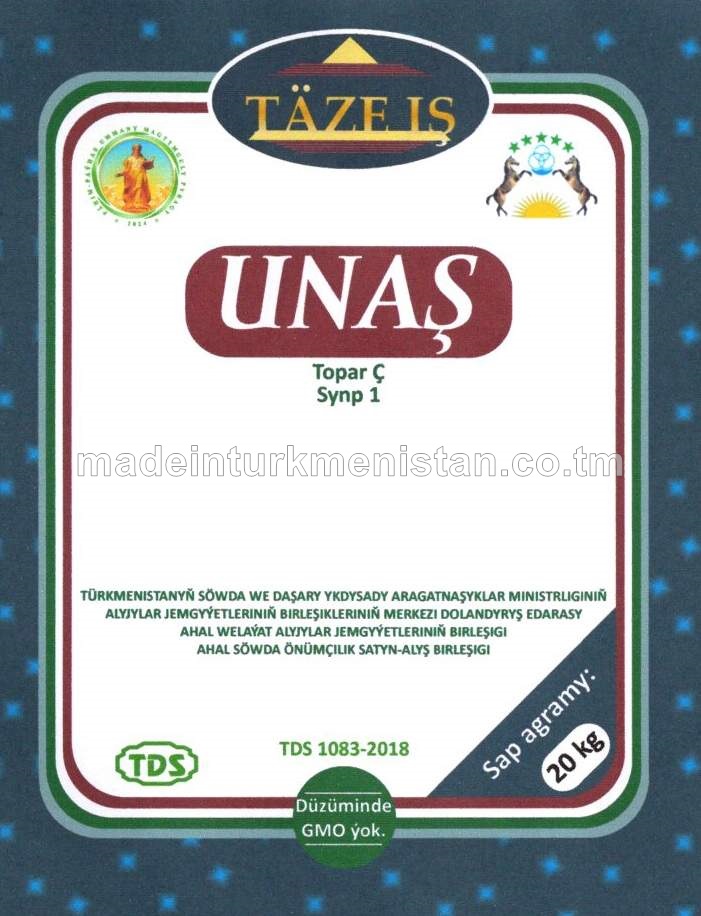 Unaş, ýokary hilli bugdaý unundan, topar w, synp 1