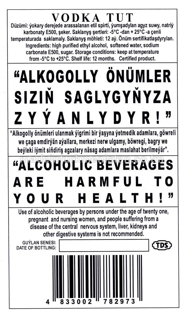 "TUT" aragy. Alk: 40%