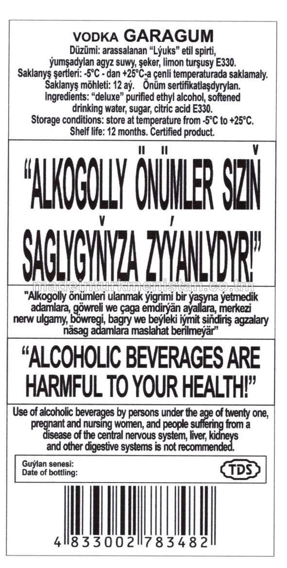 "Garagum" aragy. Alk: 40%