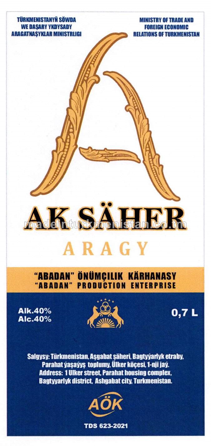 "Ak säher" aragy. Alk: 40%