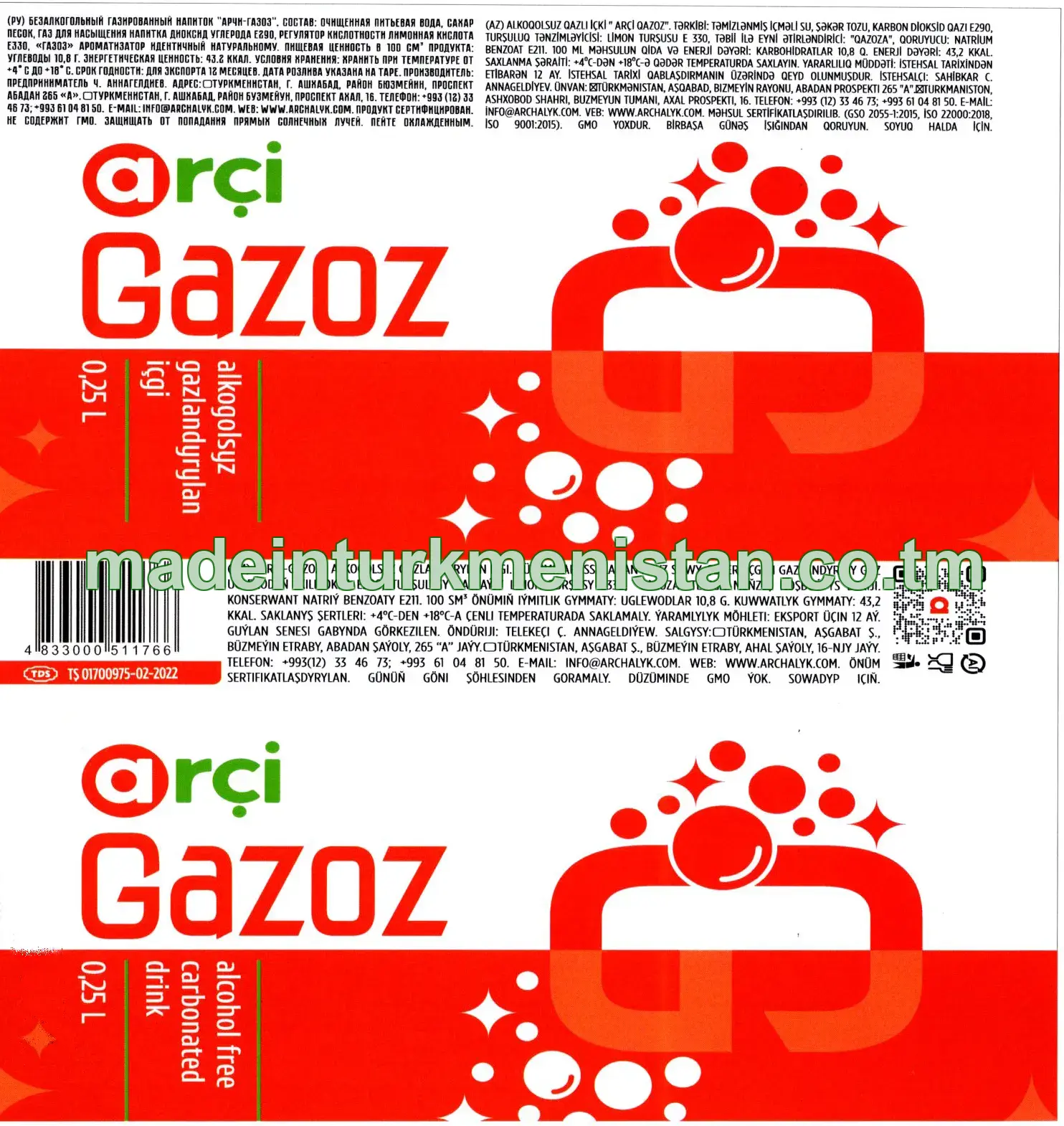 "Arçi Gazoz" alkogolsyz gazlandyrylan içgi