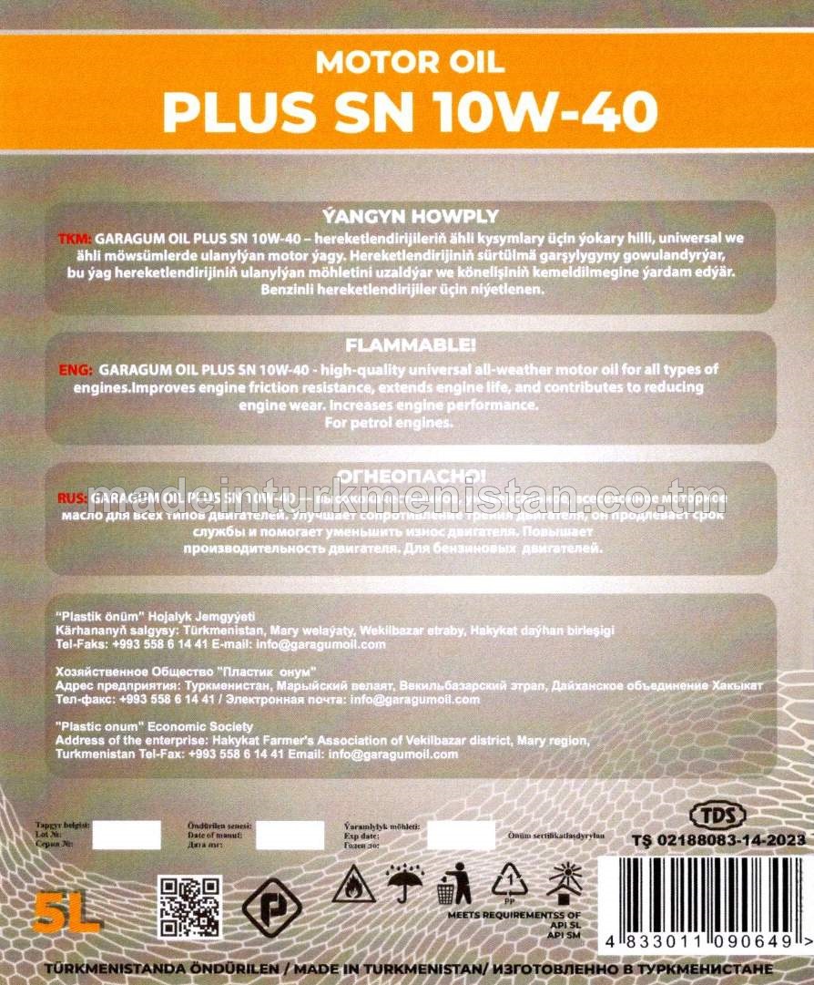 Motor ýagy PLUS SN 10W-40